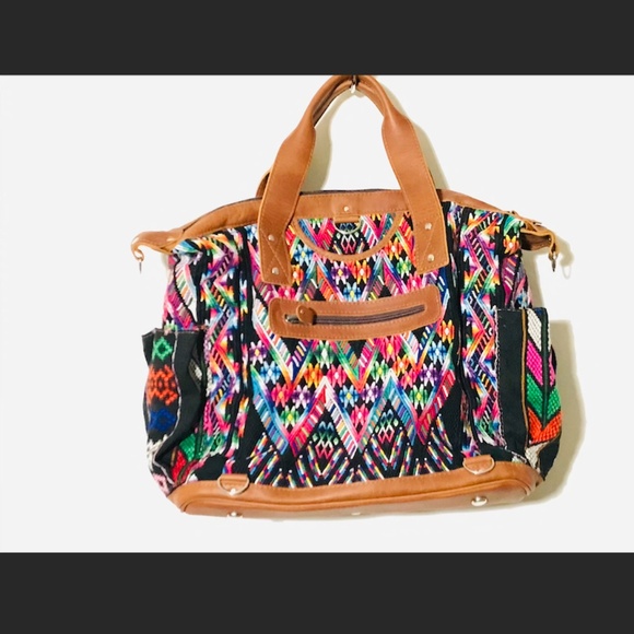 NENA & Co hand crafted embroidery Leather Convertible Day Bag Backpack - Picture 2 of 6